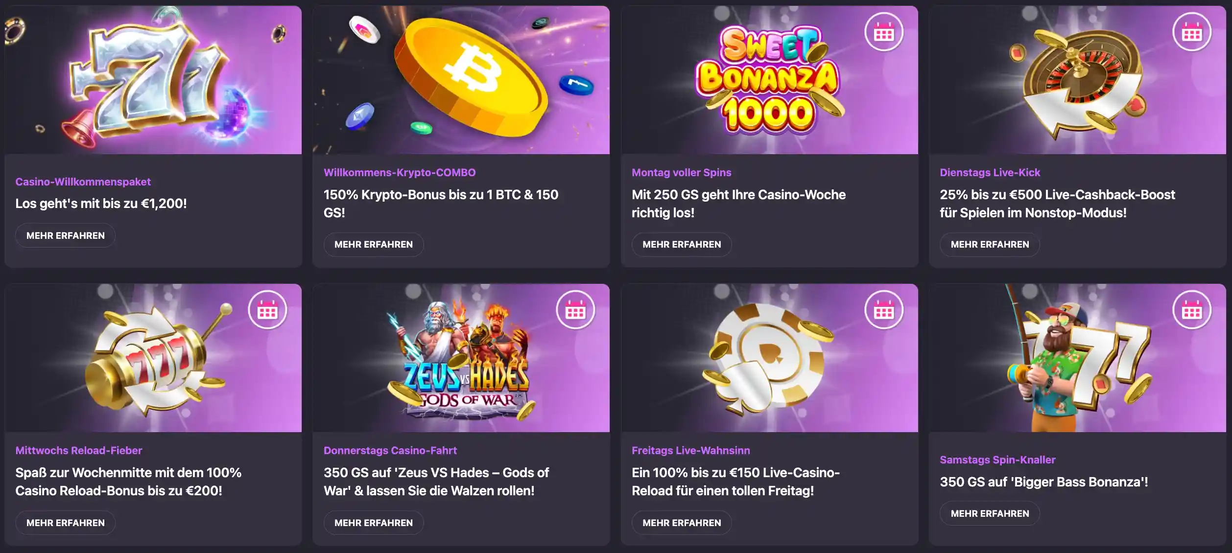 Einige der bei HotLoot Casino verfügbaren Casino-Boni werden auf ihrer Website angezeigt.
