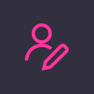 Eine Grafik einer Person, die einen Bleistift hält, symbolisiert die Registrierung oder Anmeldung.