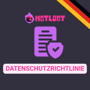 Pinkfarbenes HotLoot Casino-Logo mit dem Untertitel „Datenschutzerklärung” darunter.