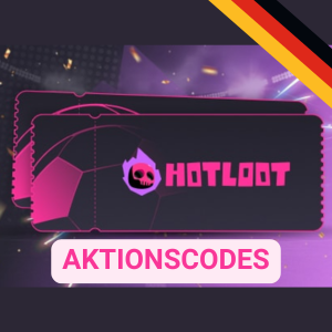 Rosa HotLoot Casino-Logo mit dem Untertitel „AktionsCodes” und einem Ticket-Logo.